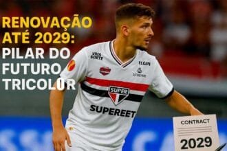 Pablo Maia com a camisa do São Paulo FC em campo