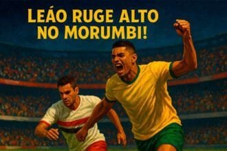 Jogadores do Mirassol comemorando gol no Morumbi contra o São Paulo