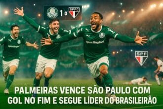 Palmeiras vence São Paulo com gol no fim e segue líder do Brasileirão