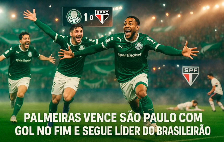 Palmeiras vence São Paulo com gol no fim e segue líder do Brasileirão