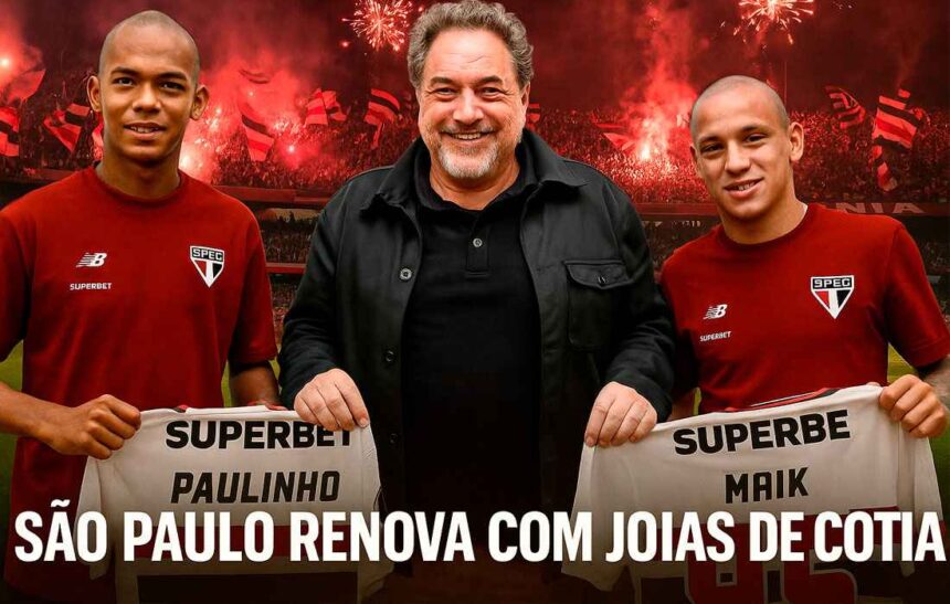 São Paulo renova com trio revelado em Cotia: Maik, Paulinho e Igor Felisberto