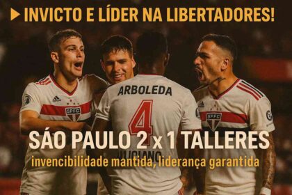 Jogadores do São Paulo comemoram vitória sobre o Talleres no Morumbis