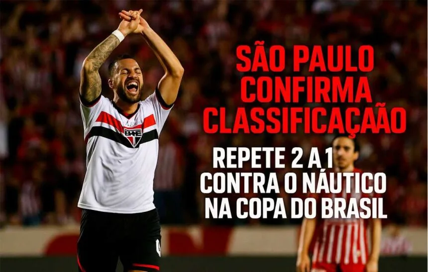 🎯✅ São Paulo confirma classificação com autoridade e repete 2 a 1 contra o Náutico na Copa do Brasil 1 São Paulo vence o Náutico e avança às oitavas da Copa do Brasil