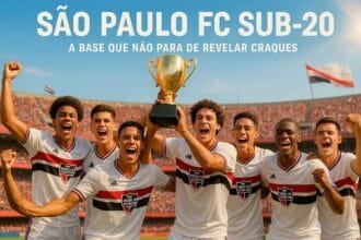 Jogadores do São Paulo FC Sub-20 durante treino em Cotia