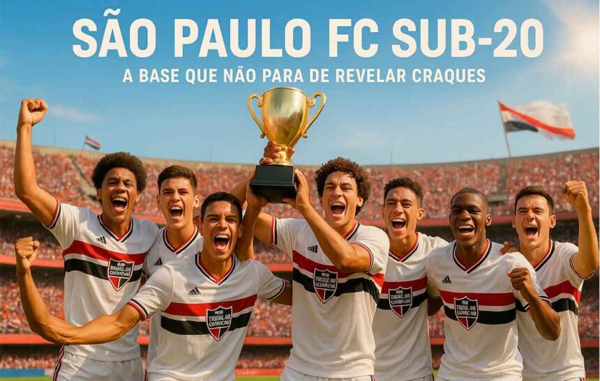 Jogadores do São Paulo FC Sub-20 durante treino em Cotia