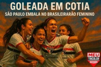 Jogadoras do São Paulo comemoram gol no Brasileirão Feminino