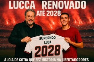 Lucca comemora gol com a camisa do São Paulo na Libertadores