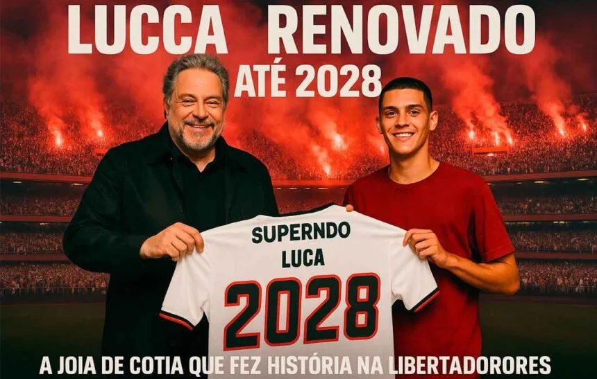 Lucca comemora gol com a camisa do São Paulo na Libertadores