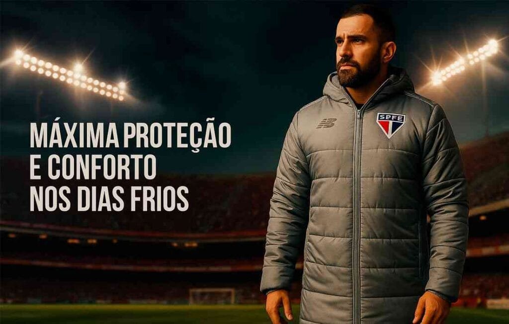 jaqueta spfc cinza da new balance maxima protecao