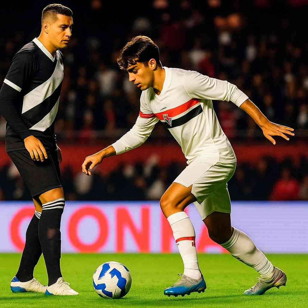 ⚽ São Paulo 1 x 3 Vasco: Tricolor é dominado no Morumbis em noite fria e de protestos 2 Juan Dinenno, do São Paulo, contra o Vasco