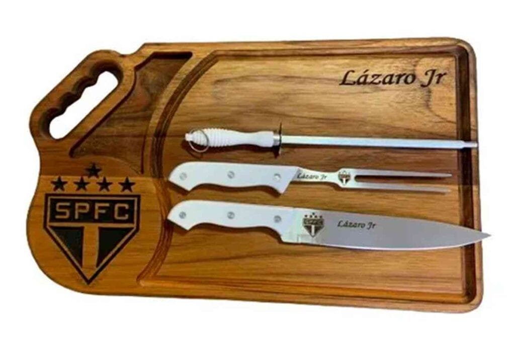 Kit Churrasco São Paulo Personalizado Time Tabua Utensílios