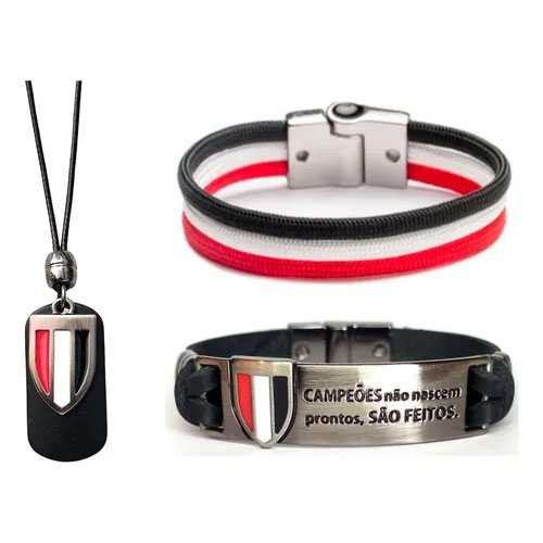 Kit Pulseira Do São Paulo Tricolor Paulista Mais Colar