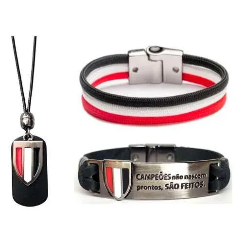 Kit Pulseira Do São Paulo Tricolor Paulista Mais Colar