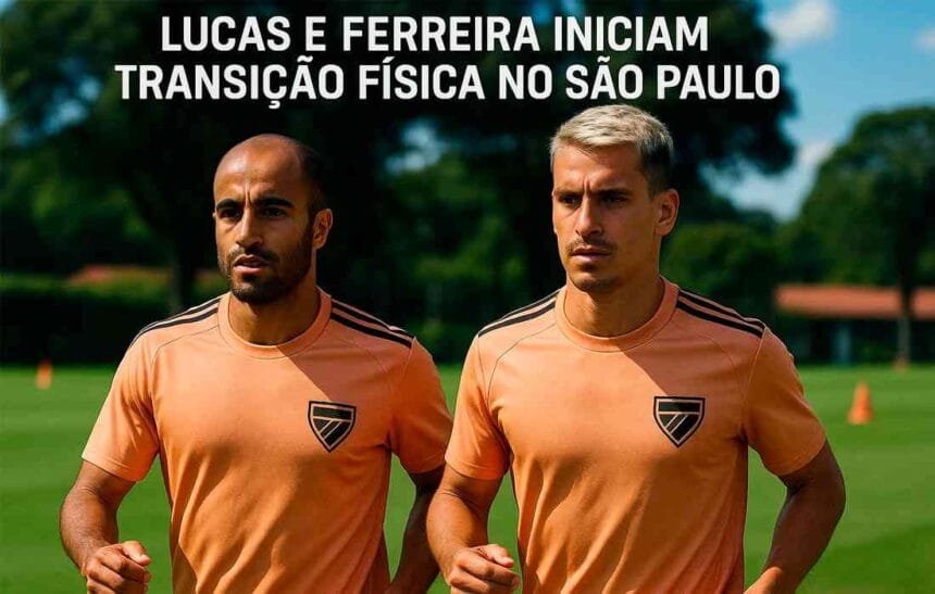 🏃♂️💪 Lucas Moura e Ferreira avançam na recuperação e entram em fase de transição no São Paulo 1 Lucas Moura e Ferreira durante treino de transição física no São Paulo
