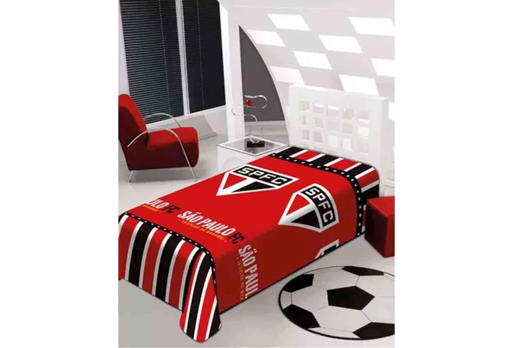 Manta Solteiro Time Futebol São Paulo Microfibra Jolitex