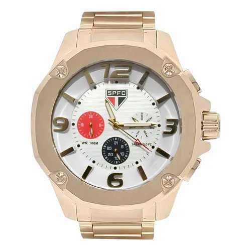 Relógio Masculino Sport Bel São Paulo Fc Spfc-003-2 Dourado Fundo Branco
