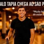 Gonzalo Tapia chegando ao São Paulo no aeroporto