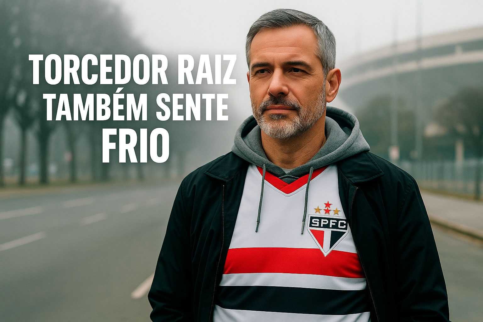 🧣 Torcedor raiz também sente frio: veja como usar o manto tricolor nos dias gelados 1 Torcedor tricolor vestindo o manto do São Paulo FC no frio