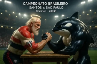 Santos X São Paulo Onde Assistir — imagem do clássico em estádio à noite