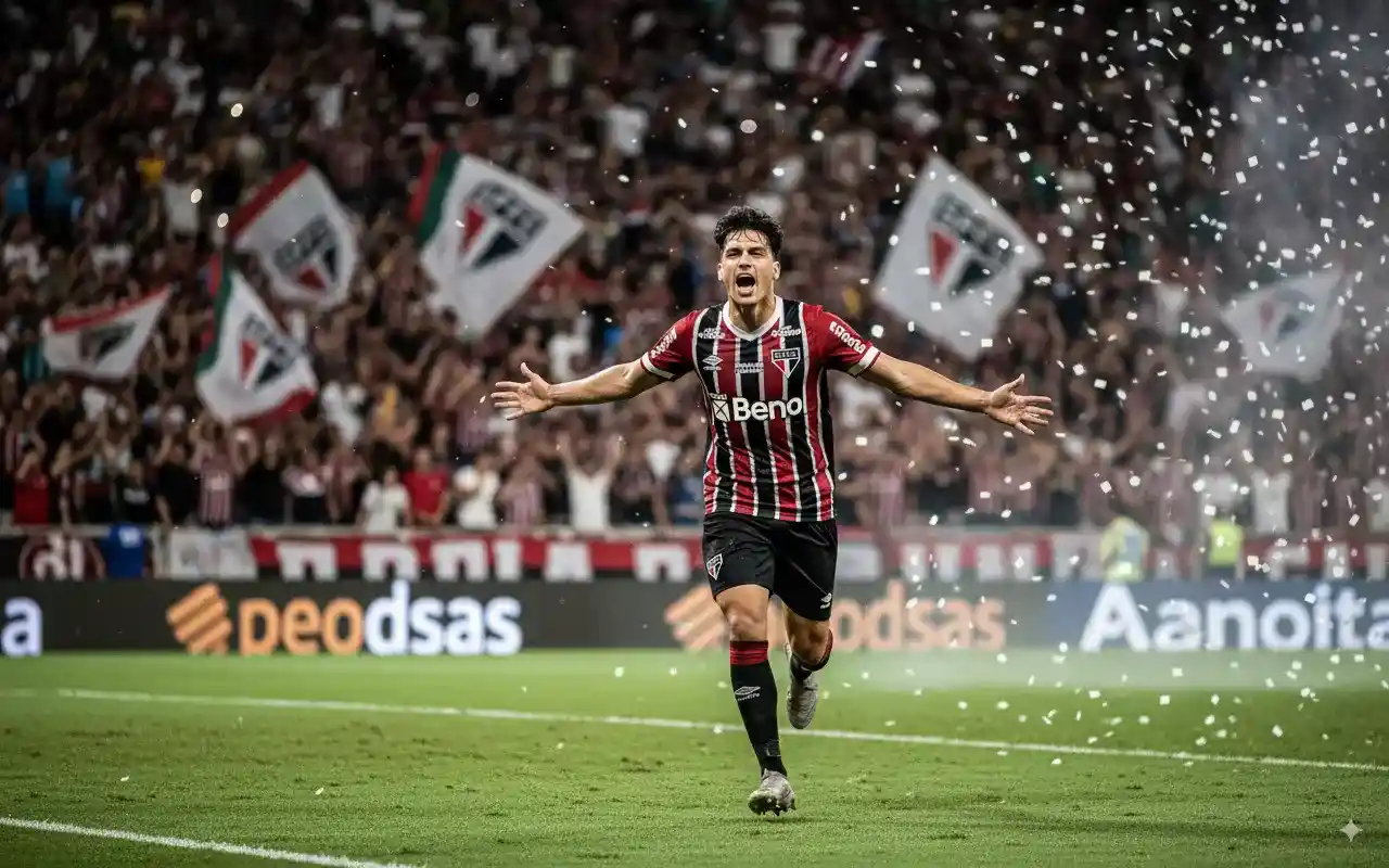 Dinenno celebra gol decisivo no MorumBis Dinenno decide no MorumBis com gol do São Paulo 1 X 0 Botafogo