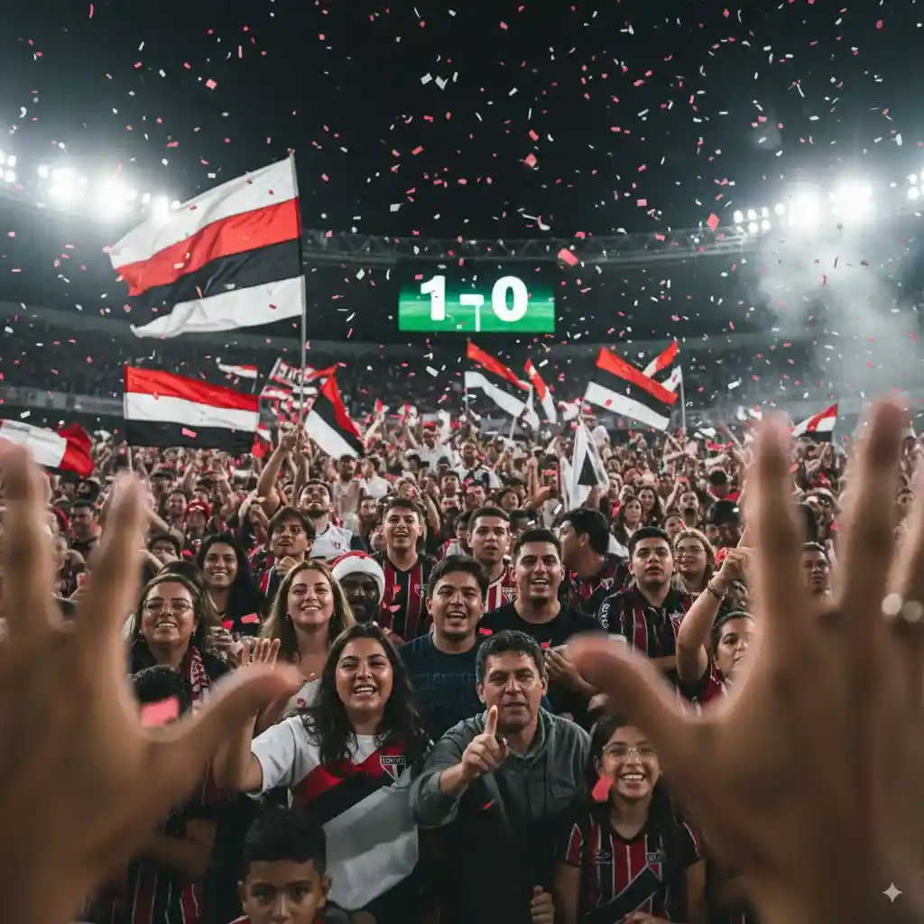 Torcida celebra a vitória de 1 a 0 sobre o Botafogo no MorumBis São Paulo 1 X 0 Botafogo — atmosfera no MorumBis