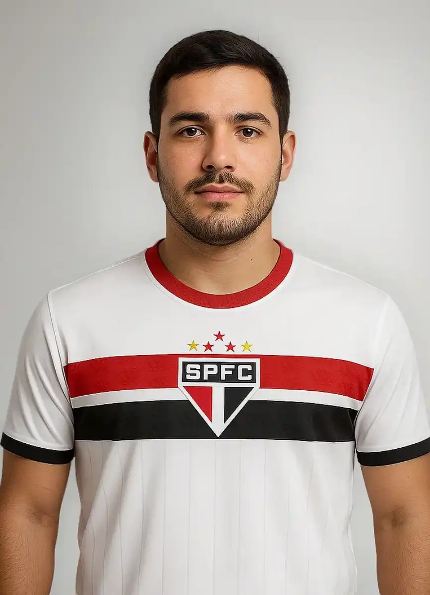 Camisa casual São Paulo Stencil Camiseta casual masculina São Paulo Stencil licenciada