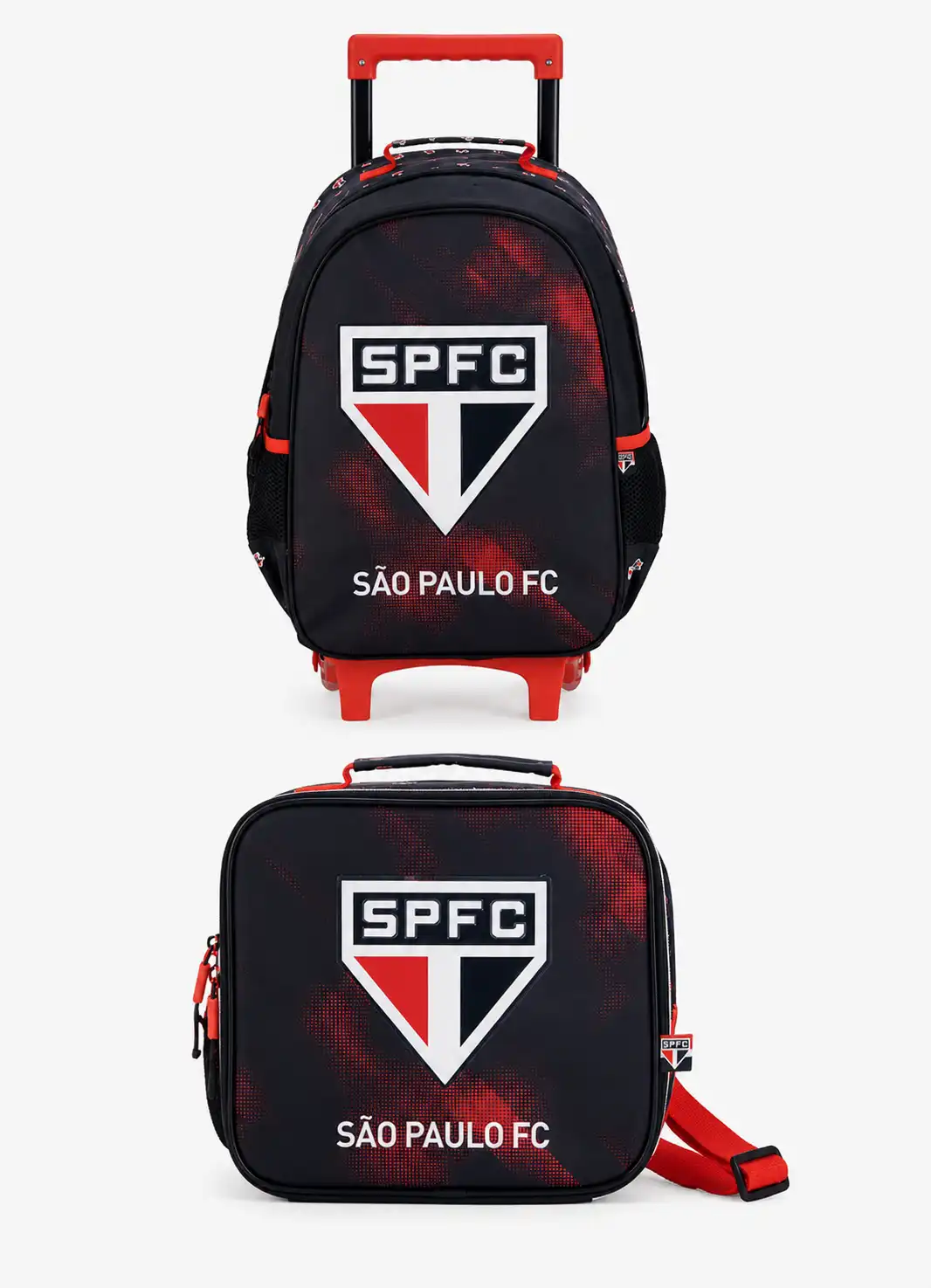 Kit escolar São Paulo mochila e lancheira Kit escolar infantil do São Paulo com mochila de rodinhas e lancheira